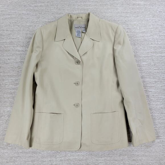 VTG AKA Eddie Bauer Silk Blend Jacket Womens 10 Cream Tan Lined Preppy Academia - Picture 14 of 14